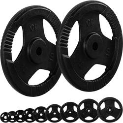 Disques de musculation 30/31 mm en fonte avec poignées 4x1kg