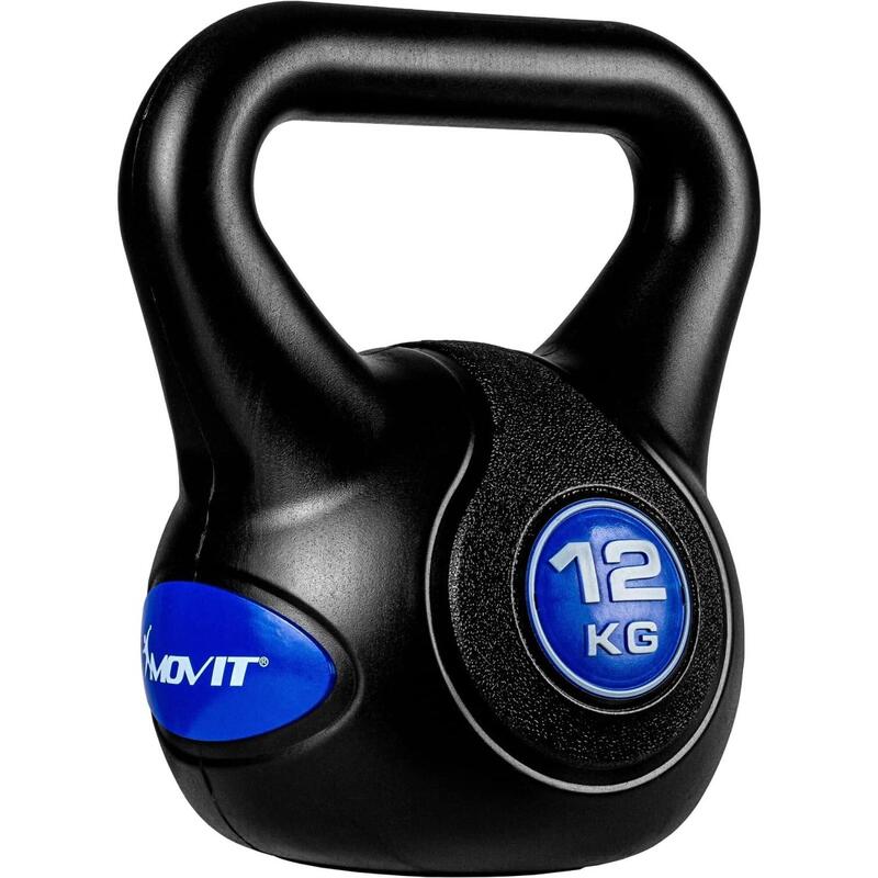 Gantera Kettlebell, MOVIT®, 12kg, negru/abastru