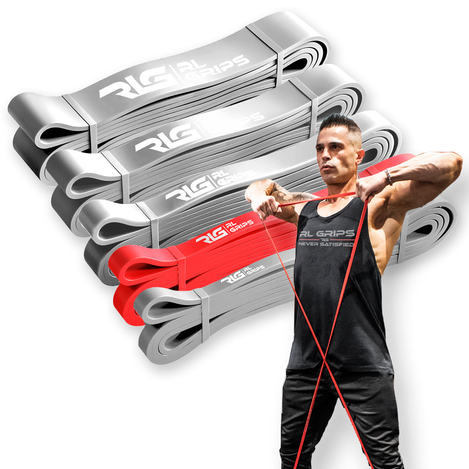 Faixa elástica de treino leve RL Grips vermelha 7,5-15 kg 2/7