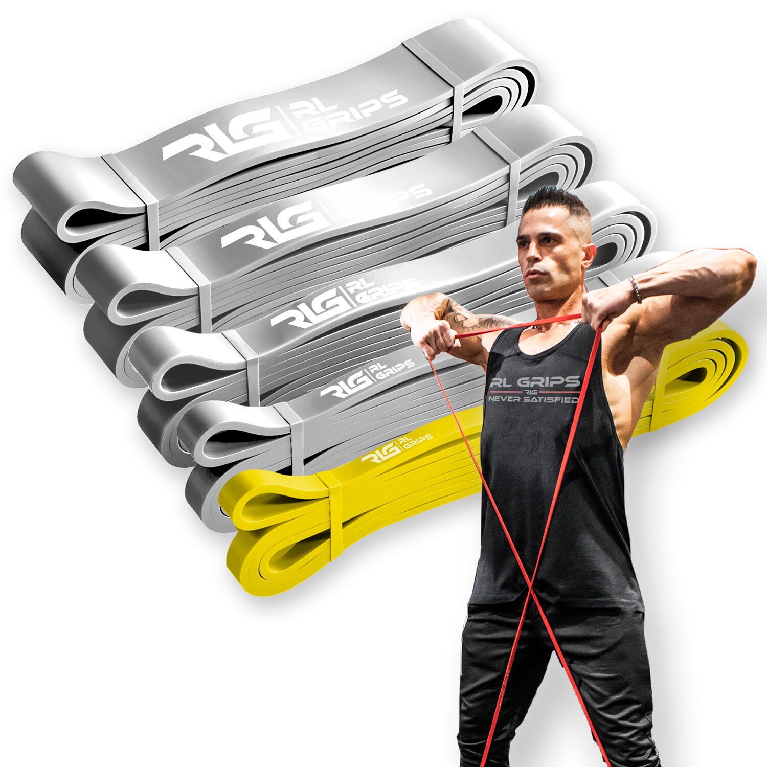 Banda Resistencia de Entrenamiento Extra Ligera RL Grips Amarilla 2,5-7,5 kgs 2/7