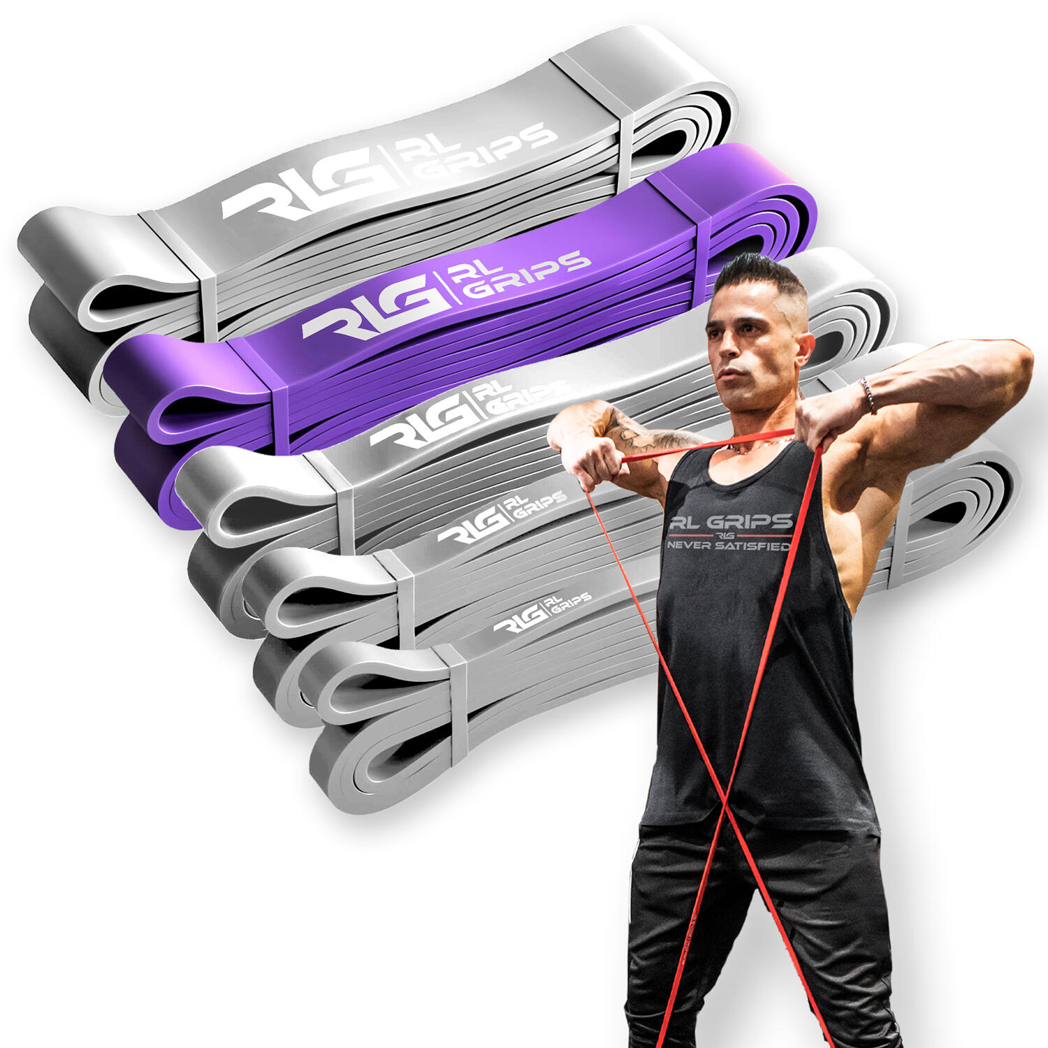 Faixa elástica de resistência para treino RL Grips Morada 15-40 kg 2/7