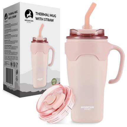 Kubek termiczny ze słomką 650 ml