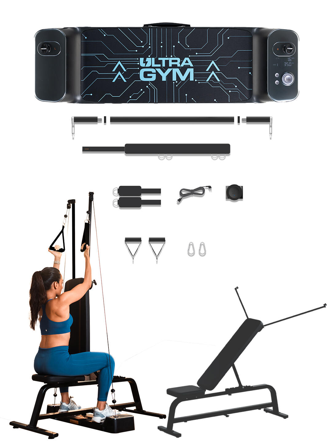 Portl UltraGym Ultimate Combo | All-in-One Smart Home Gym | Upto 70 kgs of Digital Weights | 150 + Exercises | Full Body Workout | Compact Multipurpose Portable Fitness Equipment | Strength Training System