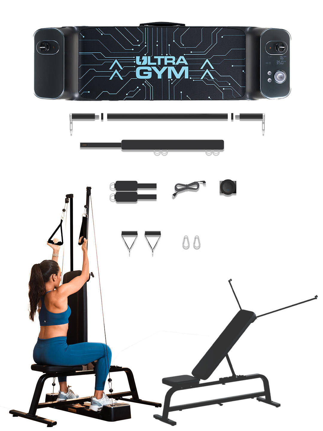Portl UltraGym Ultimate Combo | All-in-One Smart Home Gym | Upto 70 kgs of Digital Weights | 150 + Exercises | Full Body Workout | Compact Multipurpose Portable Fitness Equipment | Strength Training System -  1