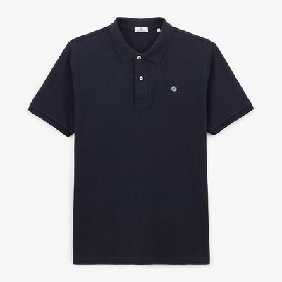 Korte mouwen polo van lucas marineblauw piqué katoen