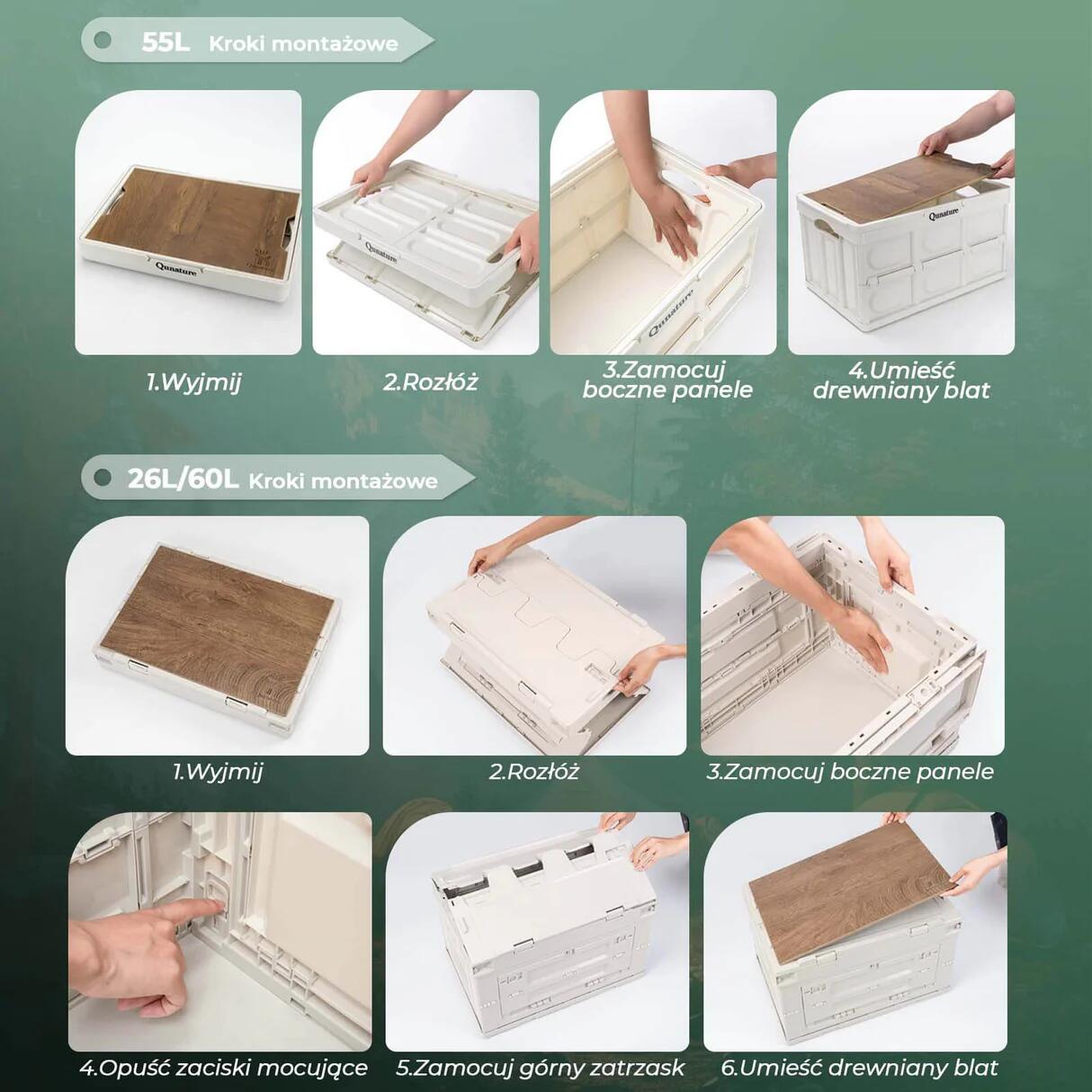 Składane pudło/stolik  kempingowy 60L z pokrwą - Qunature 053003 3/4
