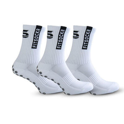 Combideal 3 paar fitsockr gripsokken - wit