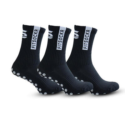 Combideal 3 paar fitsockr gripsokken - zwart