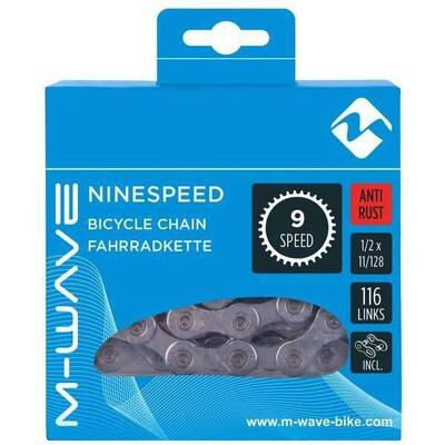 M-wave 9-snelheden ketting 1 2x11 128 116l zilver met anti-roest