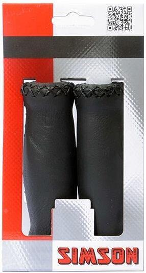 Manopole Simson in pelle nere 13 cm - set.