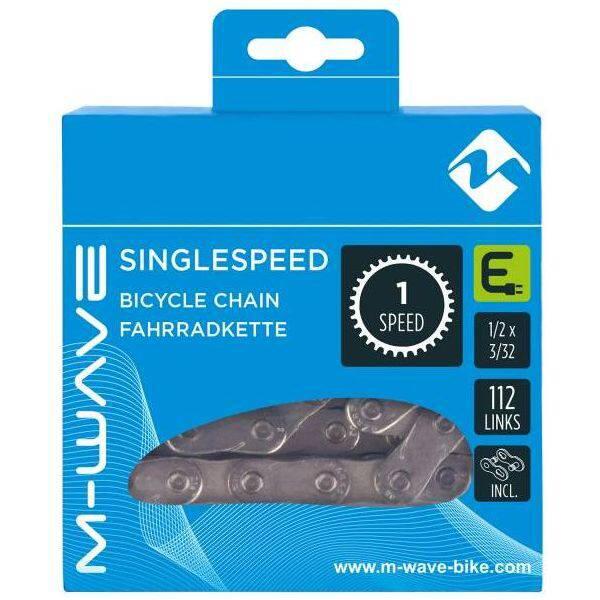 M-WAVE Chaîne d'ondes M 1 2 x 1 8 pouces 112 Liens 1s Anti-Rust Silver