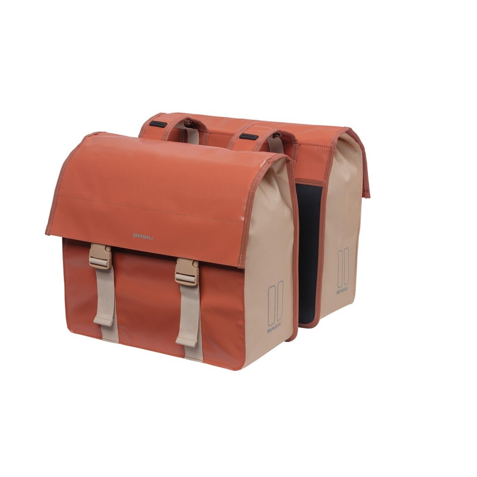 Basil - Sac De Rangement Double  "urban Load", Terra Red/rose - Sacoche Vélo - Marron|rose - No Size - Decathlon