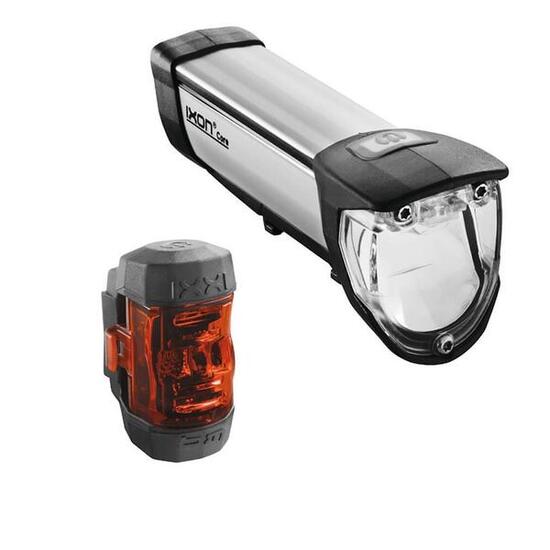 Set di illuminazione per bicicletta Ixon Core/Ixxi argento