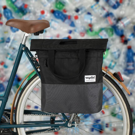 Torba Rowerowa Shopper Z Recyklingu 20 Litrów - Czarno-Szara