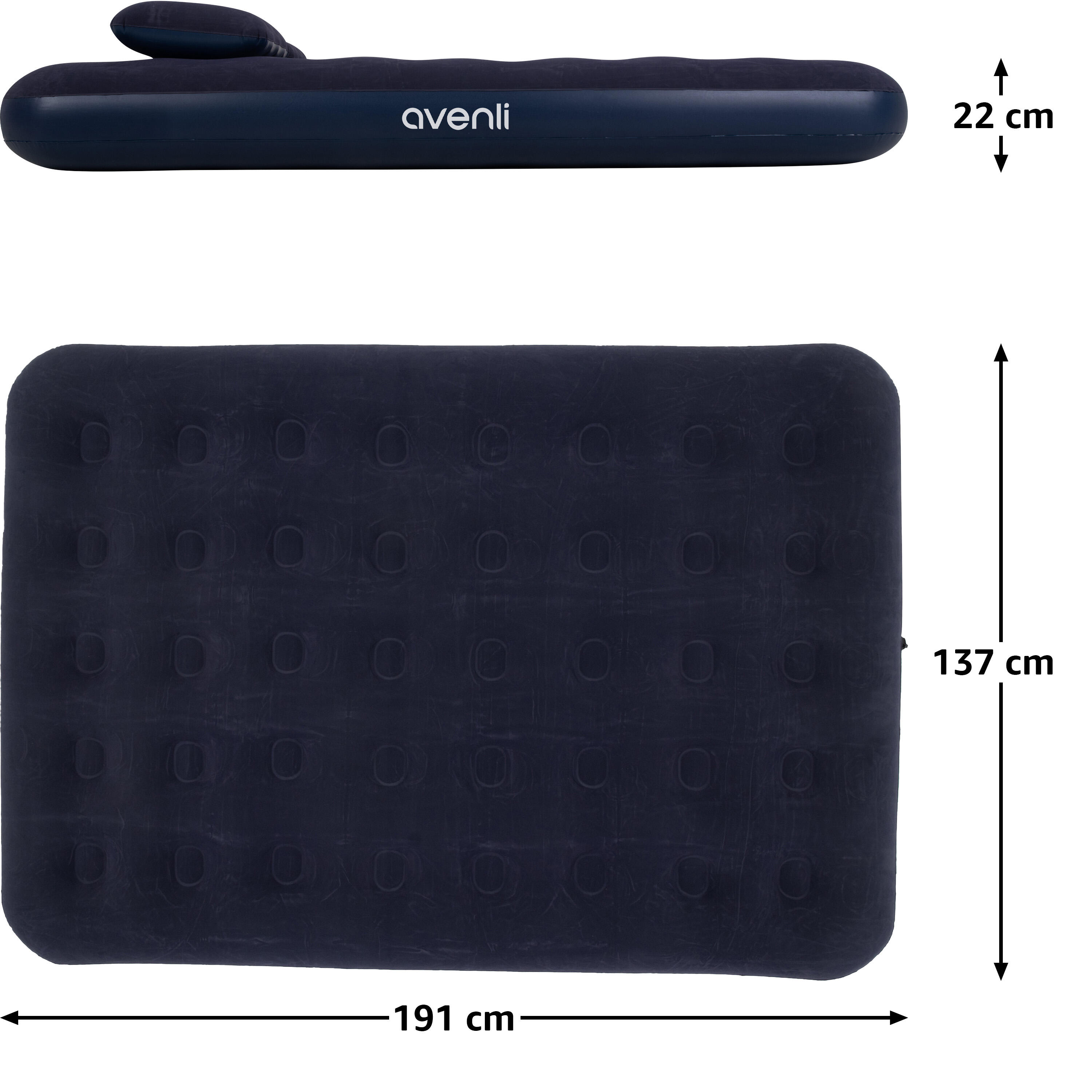 Campingbett Set / Luftmatratze Blau 191 x 137 x 22 cm für 2 Personen 3/7