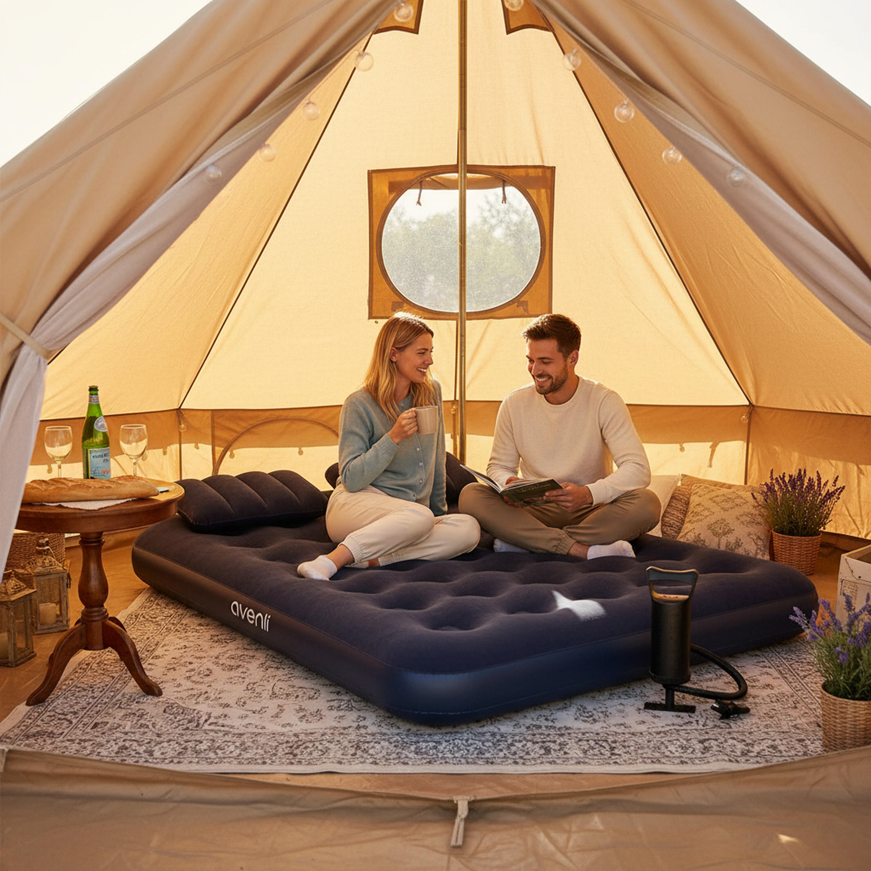 Campingbett Set / Luftmatratze Blau 191 x 137 x 22 cm für 2 Personen 2/7