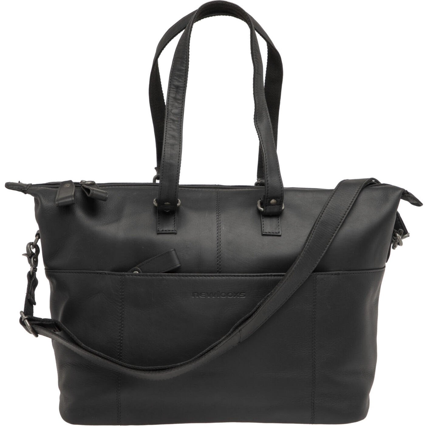 Newlooxs Verla Borsa da Bici in Pelle Nera 21 L con Porta Laptop. 2/7
