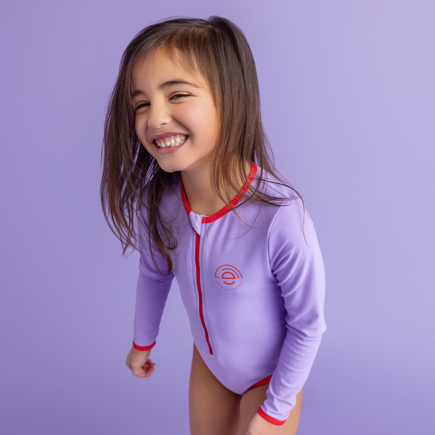 Maillot de bain anti-UV fille avec manches - Violet - Pure Tones - 98/104 3/7