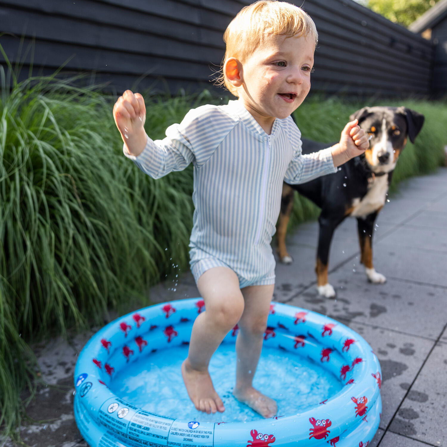 Schwimmanzug Jungs  Blue White Striped 2/5