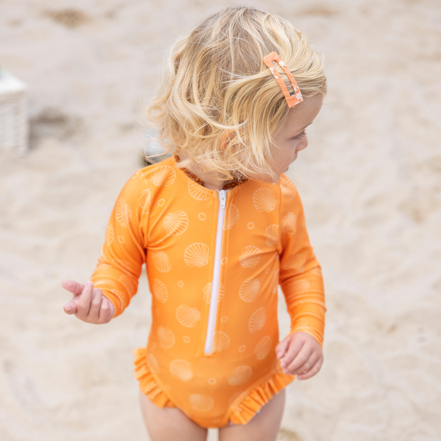 Maillot de bain Swim Essentials fille orange UPF50+ 5/7