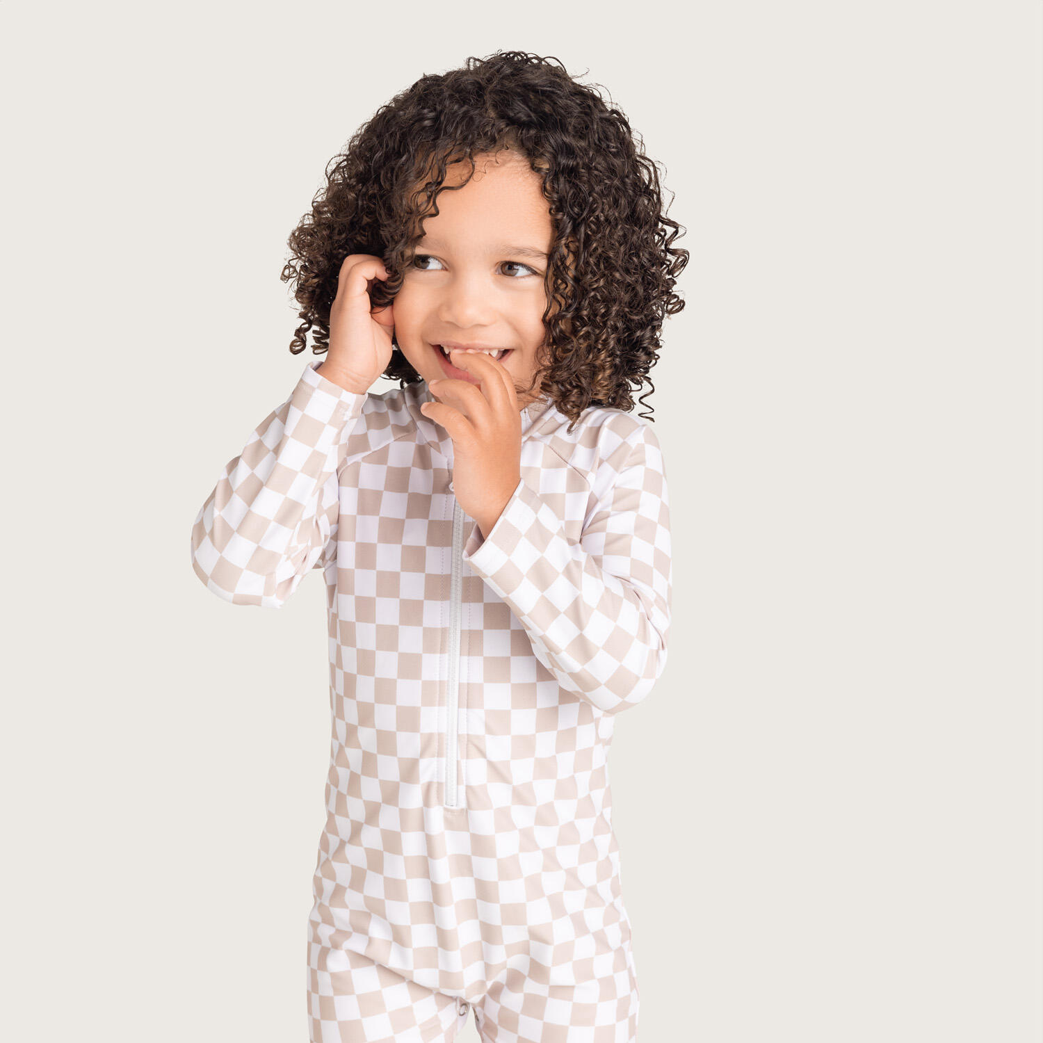UV Maillot de bain Garçons - Beige/Blanc - Checkmate - 74/80 2/5