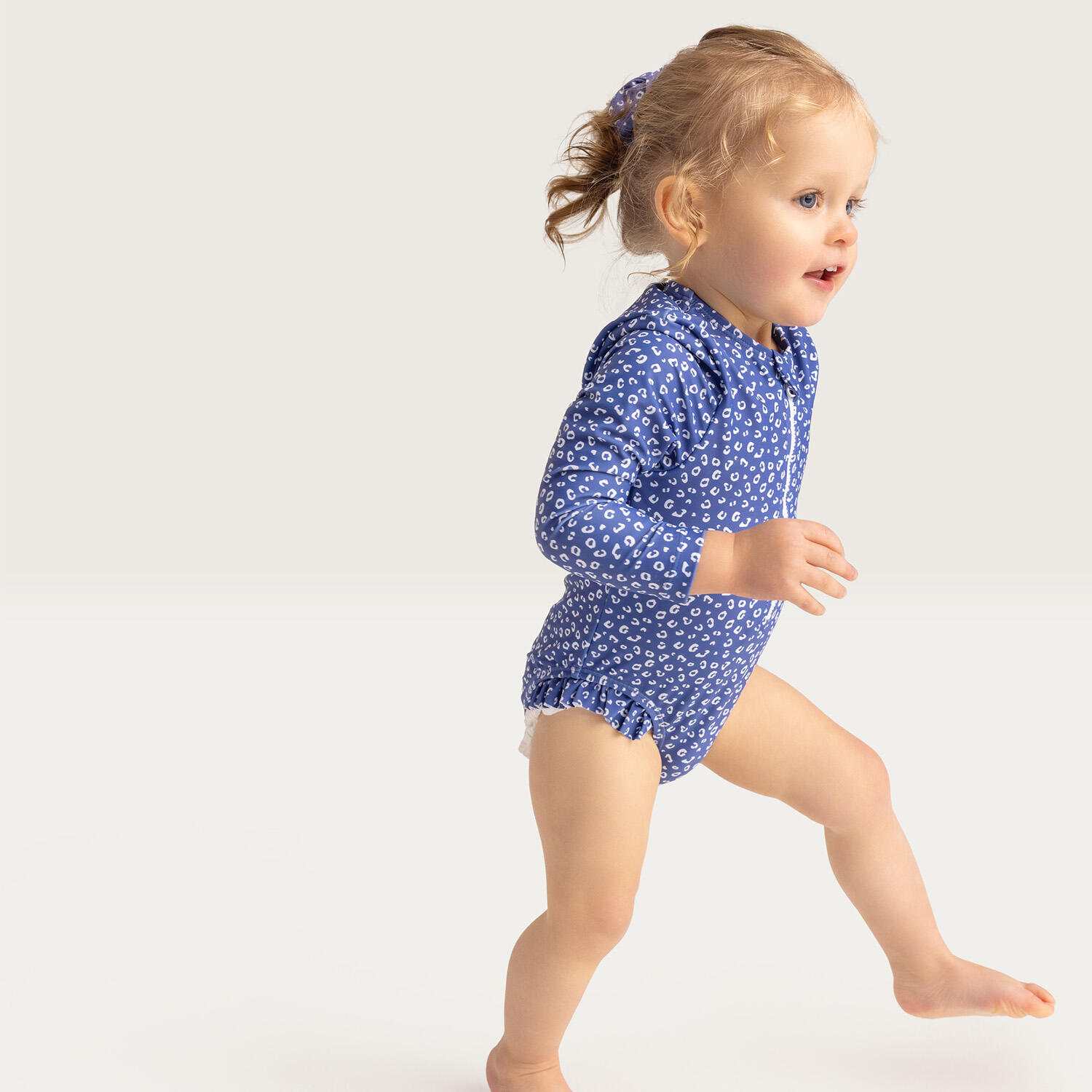 Maillot de bain UV Filles Avec Manches - Bleu - Leopard - 98/104 6/7