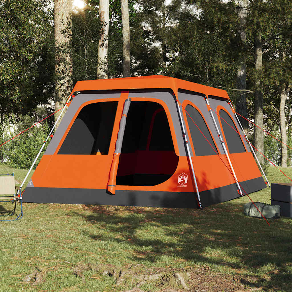 Tente Dome Vidaxl 10 Personnes avec Libération Rapide en Gris et Orange 3/7