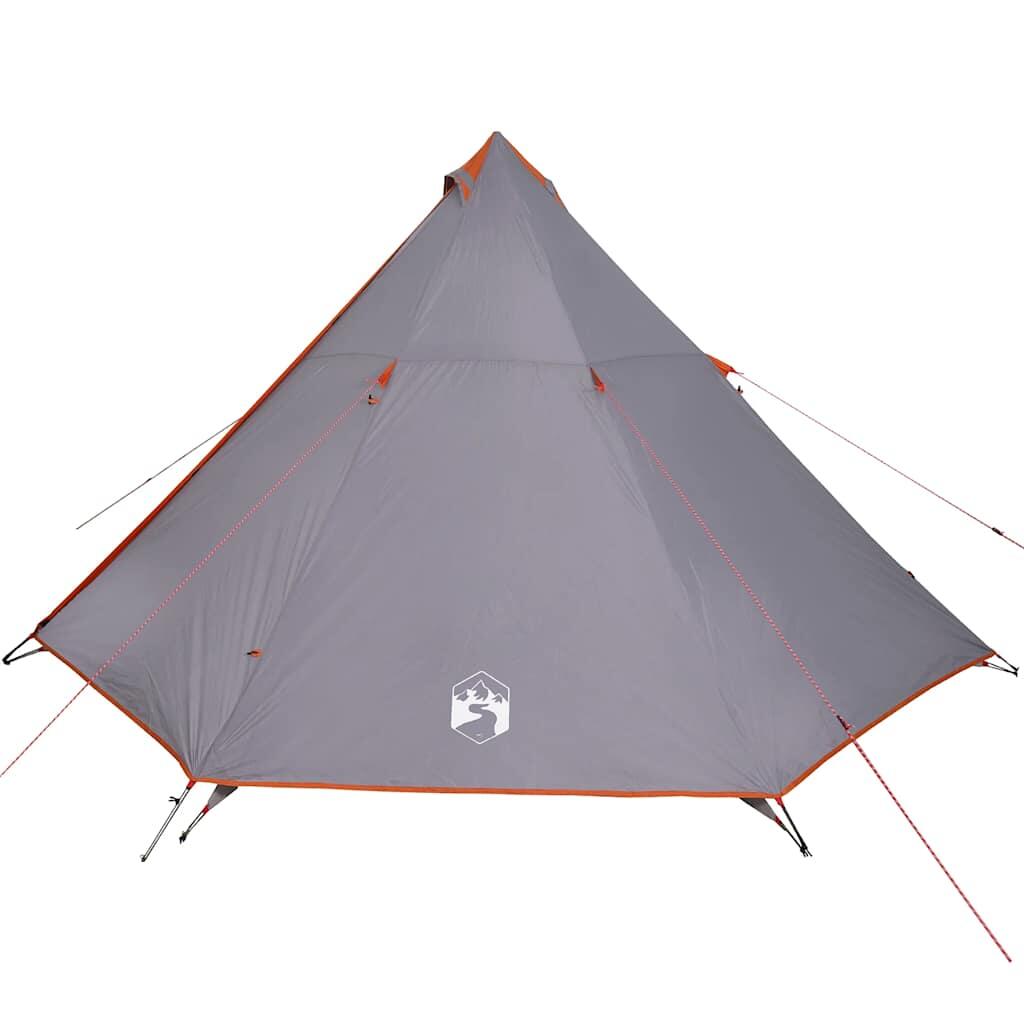 VidaXL Tipi-tent voor 8 personen, waterdicht, grijs en oranje 2/7