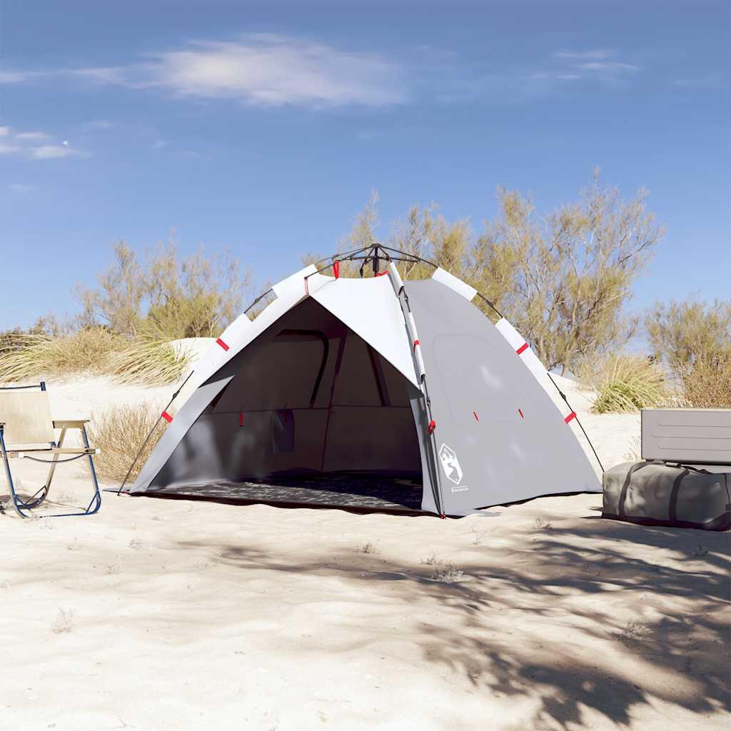 Tente de plage VidaXL 3 personnes imperméable grise 3/7