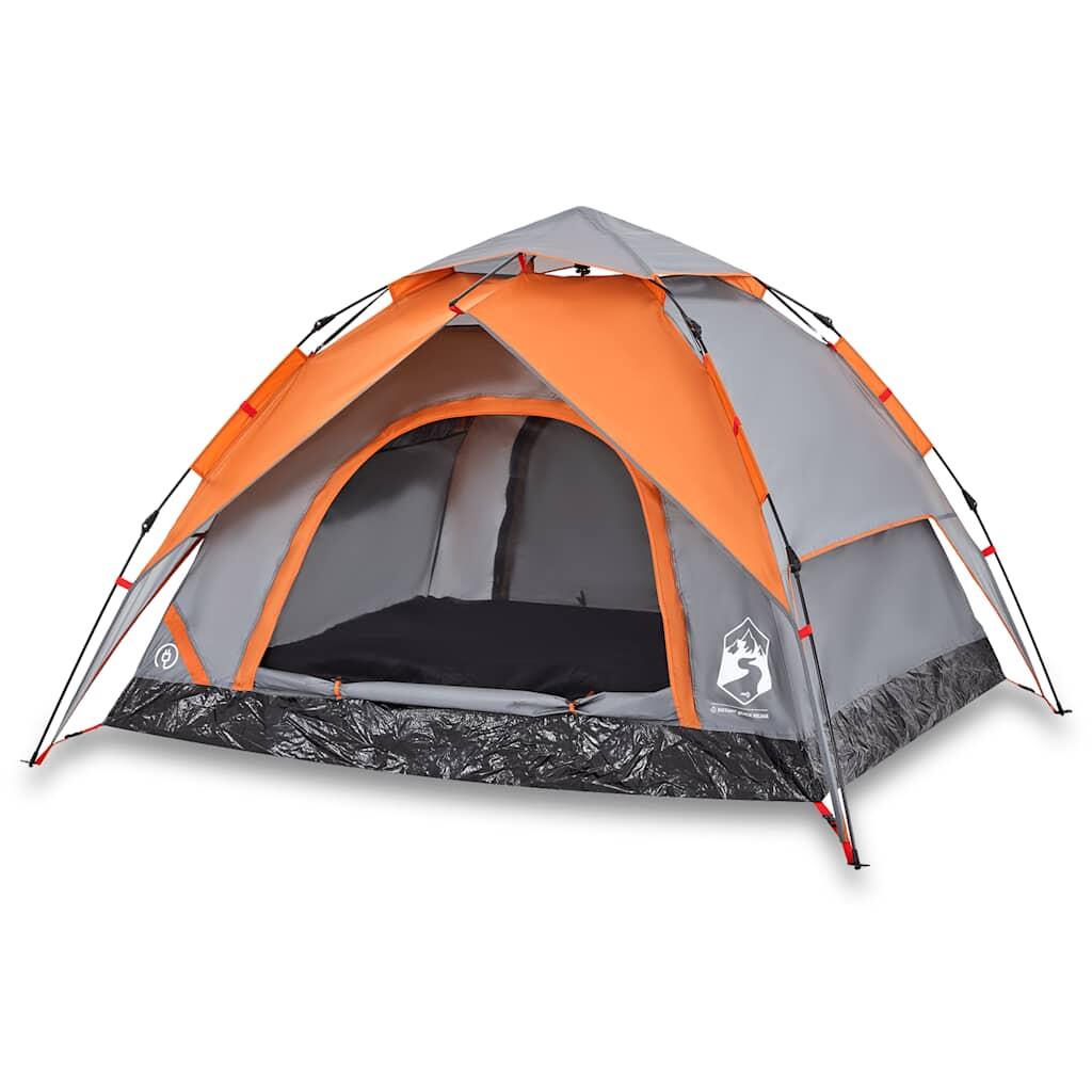 Tente dôme VidaXL 3 personnes à ouverture rapide gris et orange 2/7