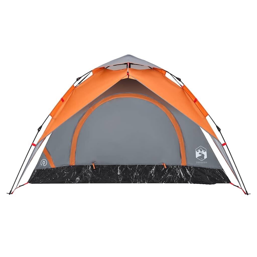Tente dôme VidaXL 3 personnes à ouverture rapide gris et orange 7/7