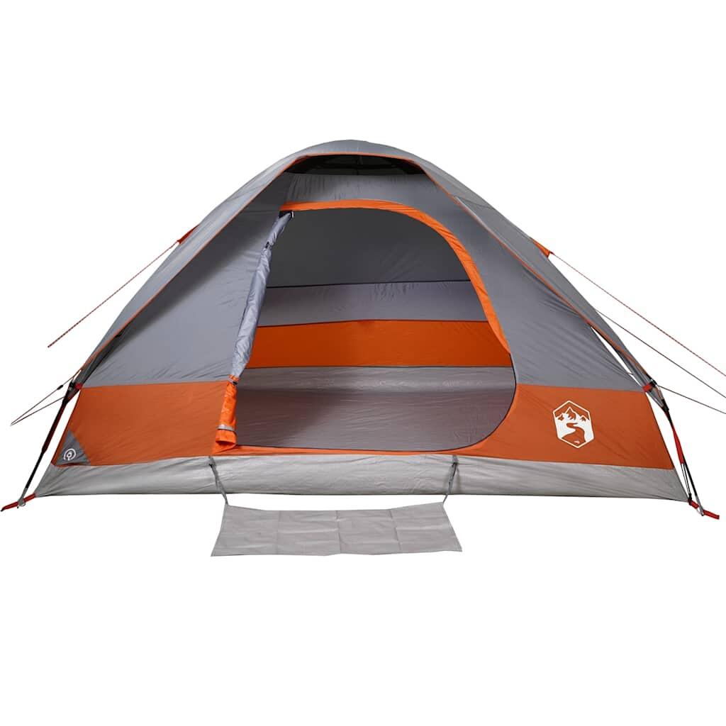 Tente dôme VidaXL 4 personnes, imperméable gris et orange 7/7