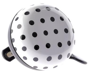 Dzwonek Rowerowy Ding Dong Dots 60 Mm - Białe/Czarne Kropki