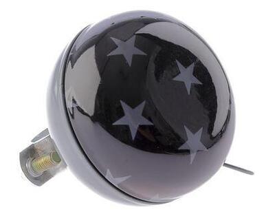 Fietsbel ding dong stars 60 mm - zwart/witte strepen