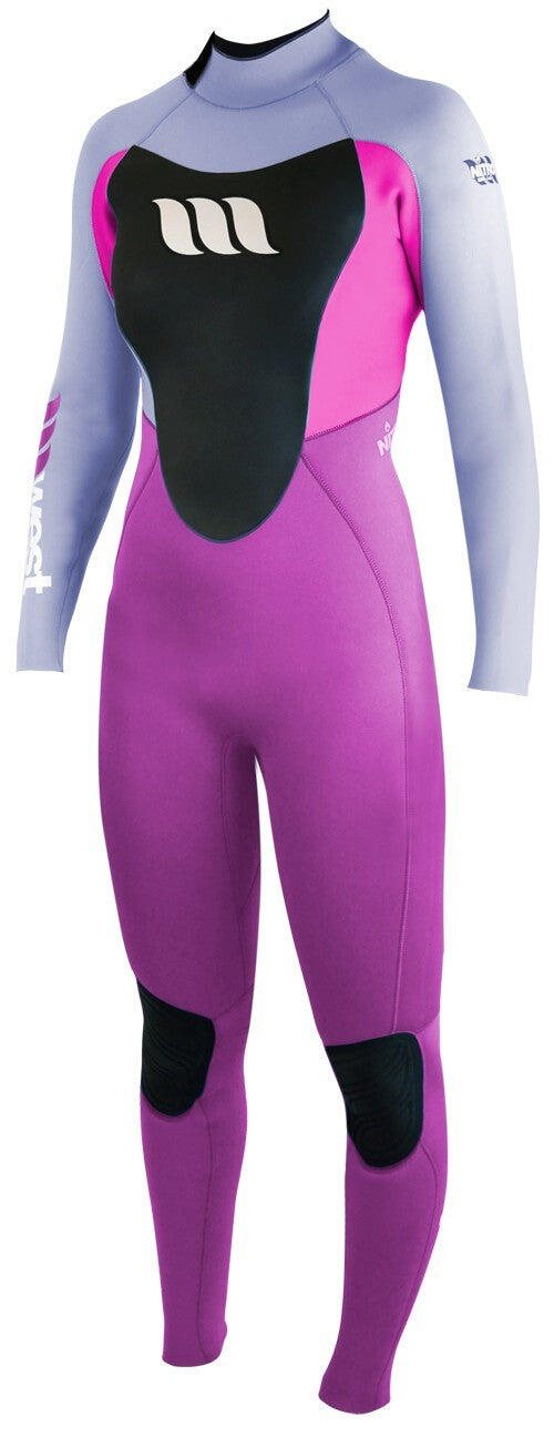WEST SURFING WEST - Fato de surf feminino - Nitro Lady 3/2mm com zíper nas costas - Fúcsia
