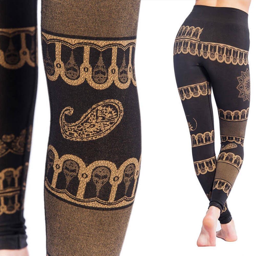 Legging yoga sans couture taille haute jambe longue 70% coton bio anti sueur 4/5