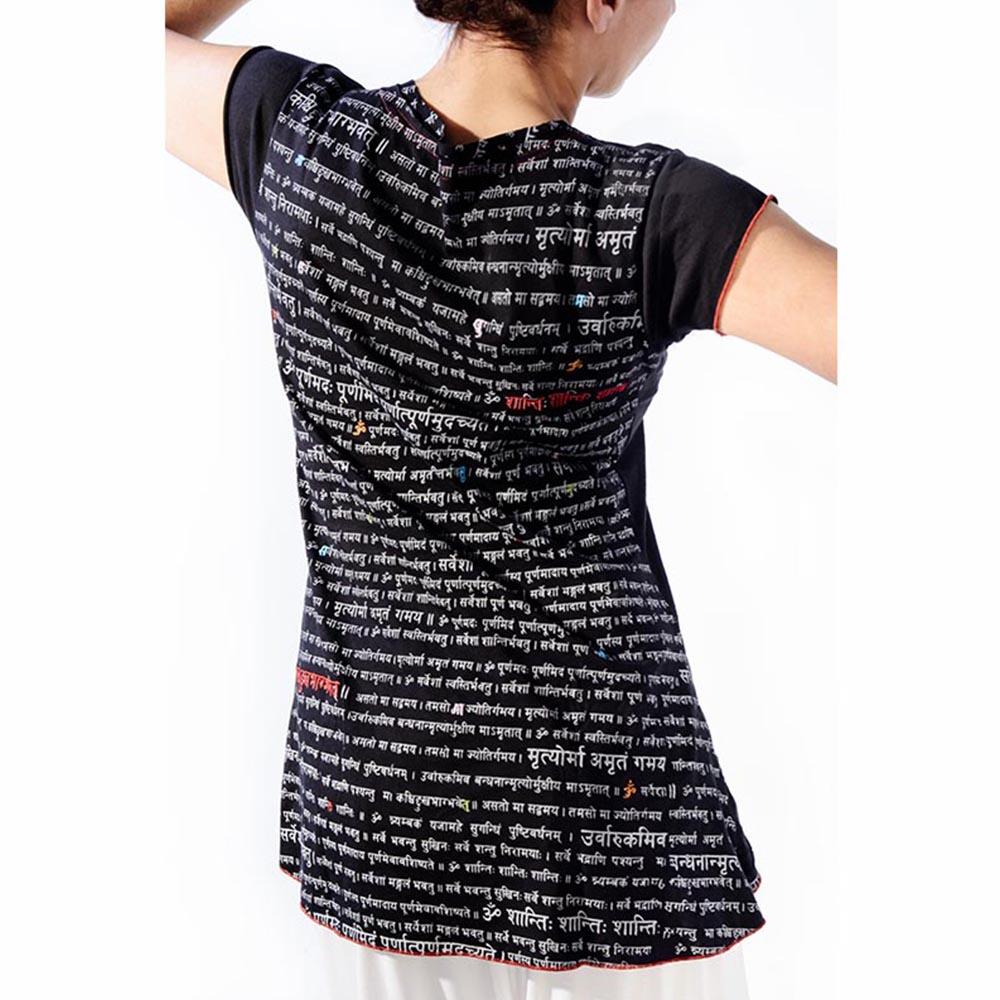 T-shirt de yoga femme coton biologique - Haut de yoga Mantra imprimé et brodé 3/5
