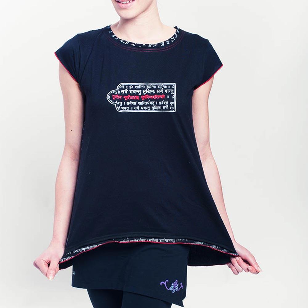 T-shirt de yoga femme coton biologique - Haut de yoga Mantra imprimé et brodé 4/5