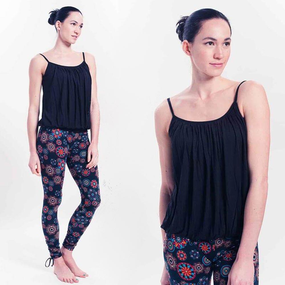 Haut de yoga flow ample - T-shirt yoga femme soutien intégré - Noir 2/5