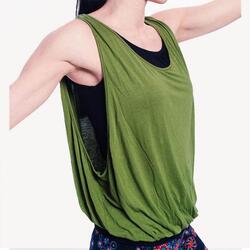 Débardeur de yoga flow brassière intégrée vert olive