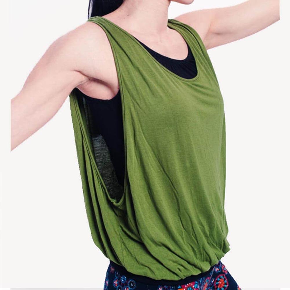 Achamana - Débardeur De Yoga Flow Brassière Intégrée Vert Olive - T-shirt Sans Manche - Vert - 36 Xs - Decathlon