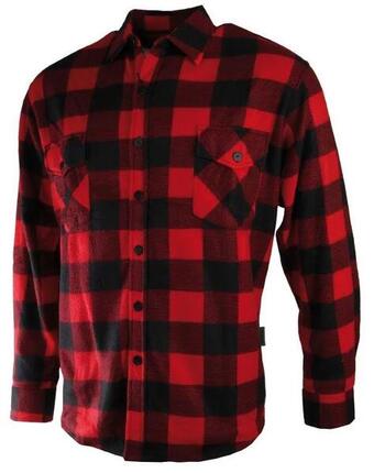 Chemise Polaire Treeland Carreaux Rouge et Noire - XL