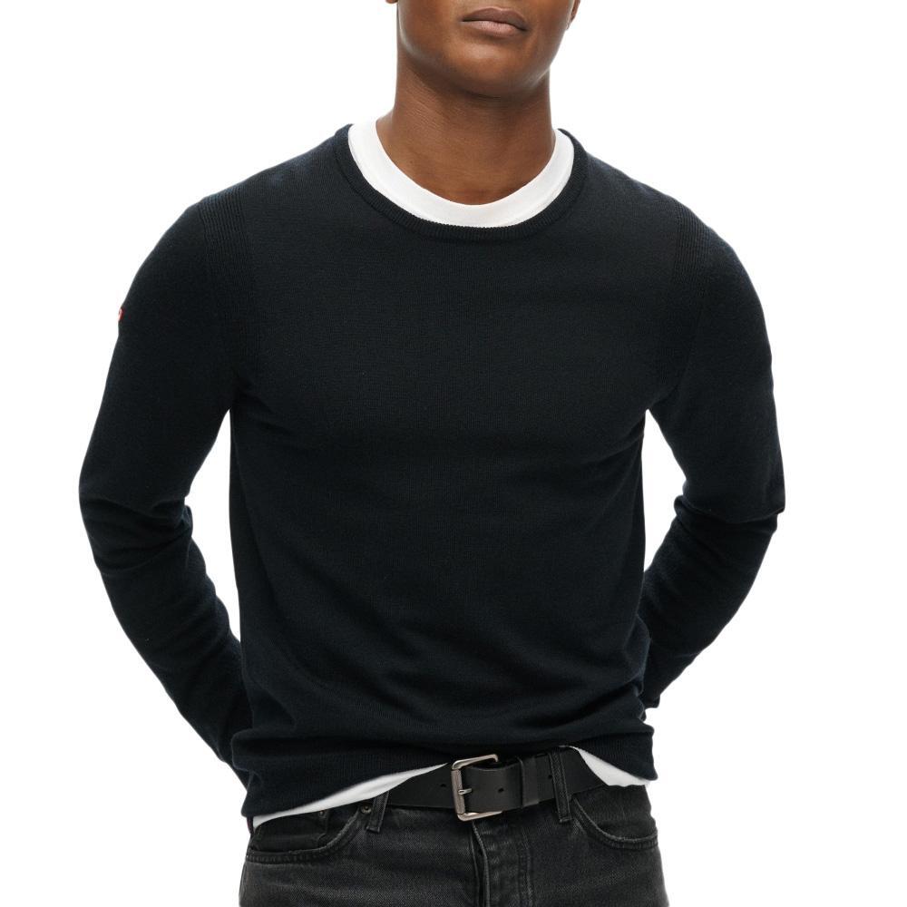 Superdry Men's Merino Crew Neck Jumper in Black