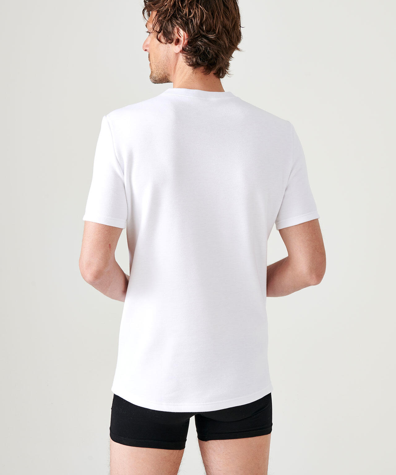T-shirt thermique Thermolactyl manches courtes, molleton gratté - Blanc 3/4