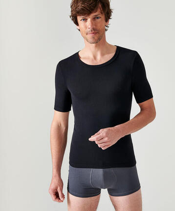 T-shirt col rond manches courtes fine côte thermique Thermolactyl
