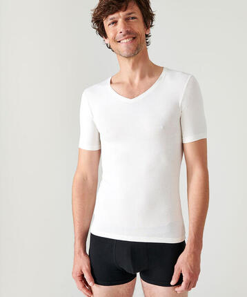 T-shirt manches courtes col V thermique Thermolactyl Sensitive - Noir