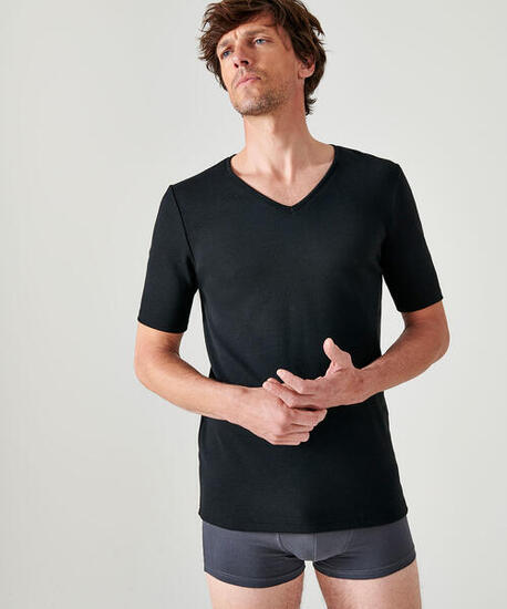 T-shirt col V manches courtes maille classique thermique Thermolactyl