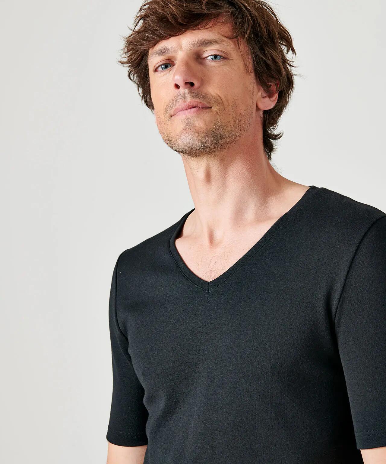 T-shirt col V manches courtes maille classique thermique Thermolactyl 2/4