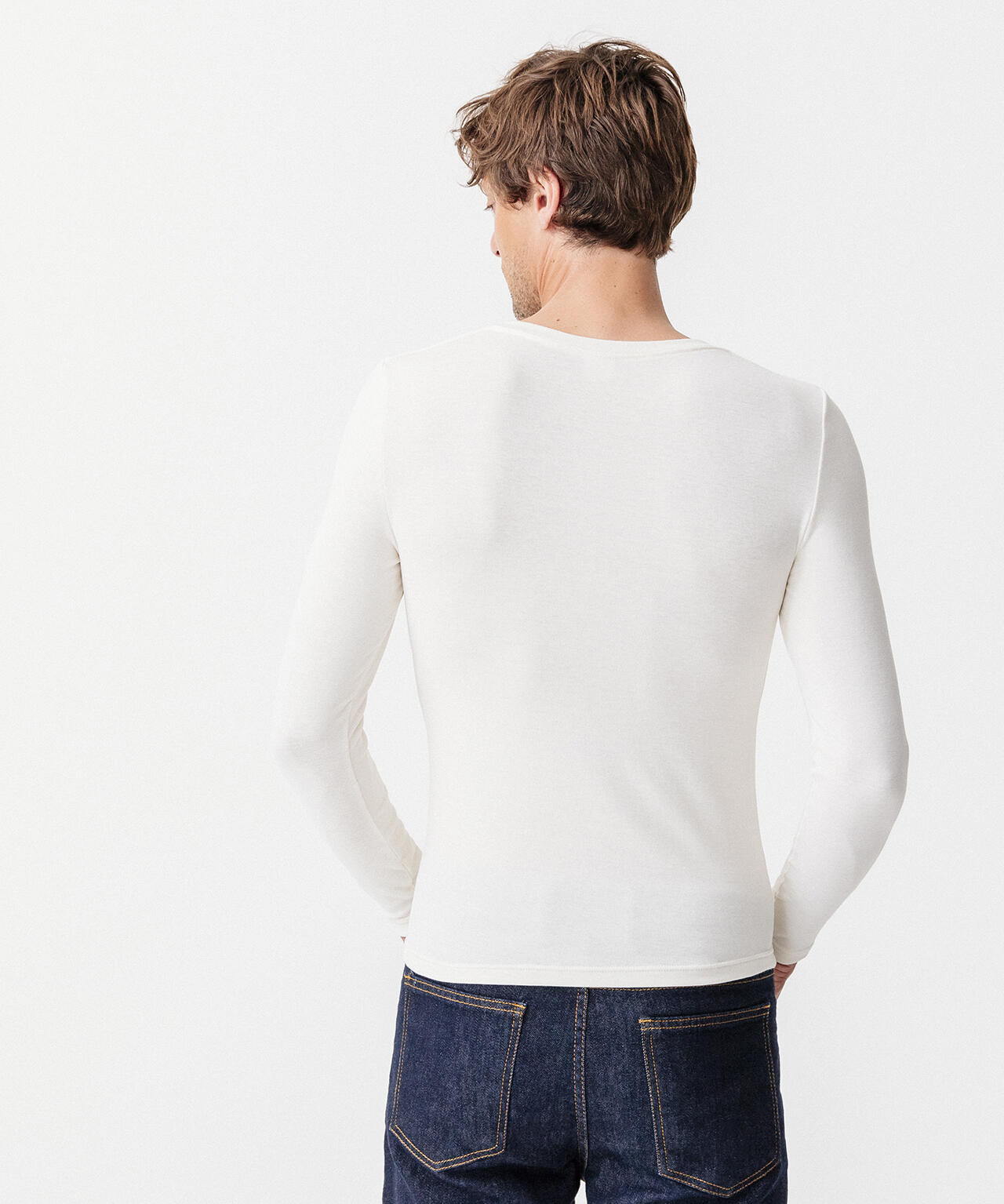 T-shirt col V manches longues fine côte thermique Thermolactyl Sensitive 3/4