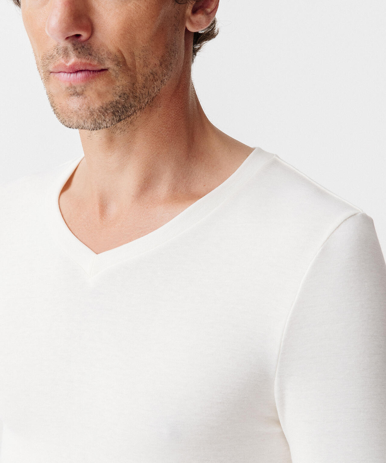 T-shirt col V manches longues fine côte thermique Thermolactyl Sensitive 4/4